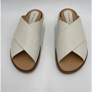 Stuart Weitzman White Slide Sandals with Minimalist Design